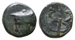 Greek Coins. 4th - 3rd century B.C. AE Reference: 

Condition: Very Fine

 Weight: 1.5 gr Diameter: 11 mm