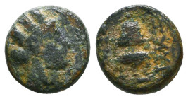Greek Coins. 4th - 3rd century B.C. AE Reference: 

Condition: Very Fine

 Weight: 1.5 gr Diameter: 11 mm