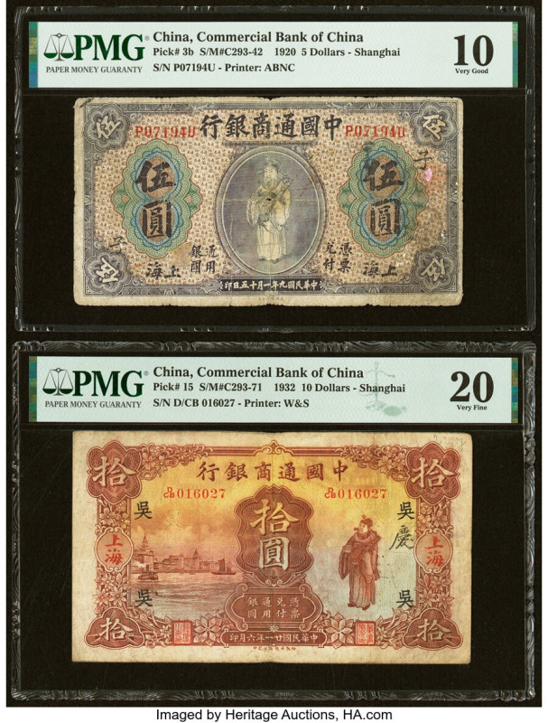 China Commercial Bank of China, Shanghai 5; 10 Dollars 15.1.1920; 6.1932 Pick 3b...