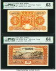 China Bank of China, Shangtung; Tientsin 1 Yuan 2.1934; 3.1935 Pick 71; 76 Two examples PMG Choice Uncirculated 63; Choice Uncirculated 64. Minor stai...