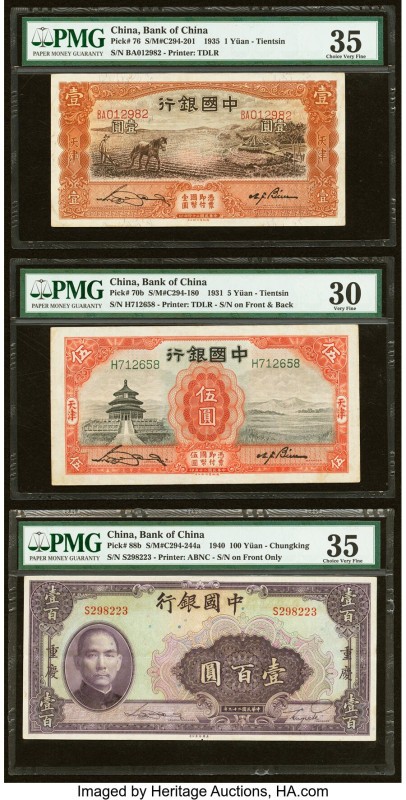 China Bank of China 1; 5; 100 Yuan 3.1935; 1.1931; 1940 Pick 76; 70b; 88b Three ...