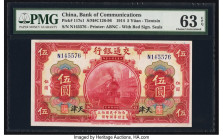 China Bank of Communications, Tientsin 5 Yuan 1.10.1914 Pick 117s1 S/M#C126-96 PMG Choice Uncirculated 63 EPQ. 

HID09801242017

© 2022 Heritage Aucti...