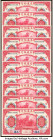 China Bank of Communications 10 Yuan 1914 Pick 118q 10 Consecutive Examples Extremely Fine-About Uncirculated. Staining present on a few examples. 

H...
