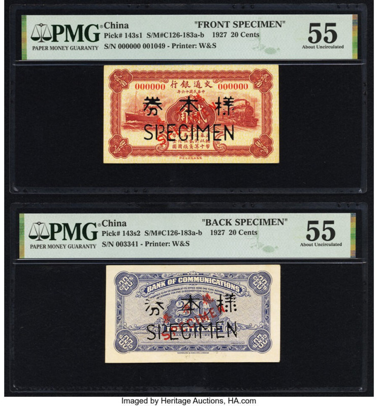 China Bank of Communications 20 Cents 1.11927 Pick 143s1; 143s2 Front and Back S...