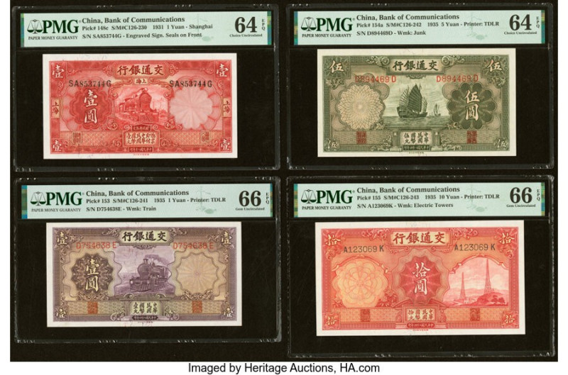 China Bank of Communications Group Lot of 4 Examples PMG Gem Uncirculated 66 EPQ...