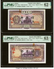 China Bank of Communications 1 Yuan 1935 Pick 153s1; 153s2 Front and Back Specimen PMG Uncirculated 62 Net; Choice Uncirculated 63 Net. Rust, stains a...