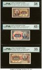 China Central Bank of China 10; 20; 50 Coppers ND (1928) Pick 167b; 168b; 169b Three Examples PMG Choice About Unc 58; Choice Uncirculated 63 EPQ; Abo...