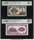 China Central Bank of China 2 Chiao = 20 Cents; 50 Cents ND (1924); (1931) Pick 194b; 205 Two Examples PMG Choice Uncirculated 64; Gem Uncirculated 66...