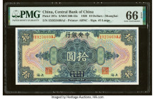 China Central Bank of China, Shanghai 10 Dollars 1928 Pick 197e S/M#C300-42c PMG Gem Uncirculated 66 EPQ. 

HID09801242017

© 2022 Heritage Auctions |...