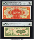 China Central Bank of China 50 Dollars; 400 Yuan 1928; 1944 Pick 198c; 263 Two examples PMG Gem Uncirculated 65 EPQ; Choice Uncirculated 63 EPQ. 

HID...