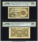 China People's Bank of China 20 Yuan 1949 Pick 821as1; 821as2 Front and Back Specimen PMG Choice Uncirculated 63; Choice About Unc 58. Previous mounti...