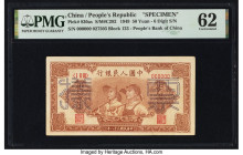 China People's Bank of China 50 Yuan 1949 Pick 830as S/M#C282 Specimen PMG Uncirculated 62. A tear is noted on this example. 

HID09801242017

© 2022 ...