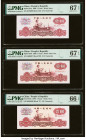 China People's Bank of China 1 Yuan 1960 Pick 874a; 874b; 874c Three Examples PMG Superb Gem Unc 67 EPQ (2); Gem Uncirculated 66 EPQ. 

HID09801242017...