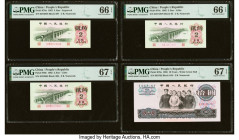China People's Bank of China 2 Jiao (3); 10 Yuan 1962 (3); 1965 Pick 878a; 878b; 878c; 879a Four Examples PMG Gem Uncirculated 66 EPQ (2); Superb Gem ...