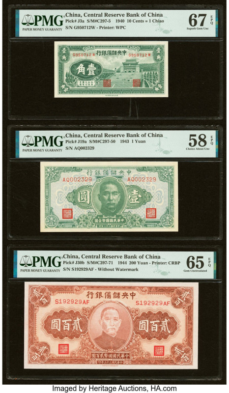 China Central Reserve Bank of China 10 Cents = 1 Chiao; 1; 200 Yuan 1940; 1943; ...
