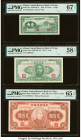 China Central Reserve Bank of China 10 Cents = 1 Chiao; 1; 200 Yuan 1940; 1943; 1944 Pick J3a; J19a; J30b Three Examples PMG Superb Gem Unc 67 EPQ; Ch...