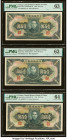 China Central Reserve Bank of China 100 Yuan 1942 Pick J14a Five Examples PMG Choice Uncirculated (2); Choice Uncirculated 64 (3). A minor stain is pr...