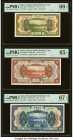 China Chinese Italian Banking Corporation 1; 5; 10 Yuan 15.9.1921 Pick S253r; S254r; S255r Three Remainders PMG Gem Uncirculated 66 EPQ; Gem Uncircula...