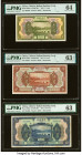 China Chinese Italian Banking Corporation 1; 5; 10 Yuan 15.9.1921 Pick S253r; S254r; S255r Three Remainders PMG Choice Uncirculated 64; Choice Uncircu...