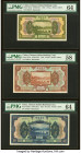 China Chinese Italian Banking Corporation 1; 5; 10 Yuan 15.9.1921 Pick S253r; S254r; S255r Three Remainders PMG Choice Uncirculated 64 (2); Choice Abo...
