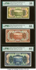 China Chinese Italian Banking Corporation 1; 5; 10 Yuan 15.9.1921 Pick S253r; S254r; S255r Three Remainders PMG Choice About Unc 58; Choice Uncirculat...