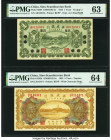 China Sino-Scandinavian Bank, Ch'ang Li; Tientsin 1; 5 Yuan 1.2.1922 Pick S580; S592b Two Examples PMG Choice Uncirculated 63; Choice Uncirculated 64....