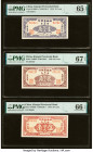 China Kiangsi Provincial Bank 10; 20; 50 Cents 1949 Pick S1089Ca; S1089D; S1089E Three Examples PMG Gem Uncirculated 65 EPQ; Superb Gem Unc 67 EPQ; Ge...