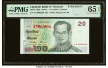 Thailand Bank of Thailand 20 Baht ND (2003) Pick 109s Specimen PMG Gem Uncirculated 65 EPQ. 

HID09801242017

© 2022 Heritage Auctions | All Rights Re...