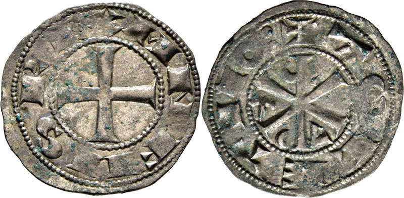 Alfonso VI (1073-1109). Dinero. Vellón. Cruz patada y Crismón. Toledo. Leyenda A...