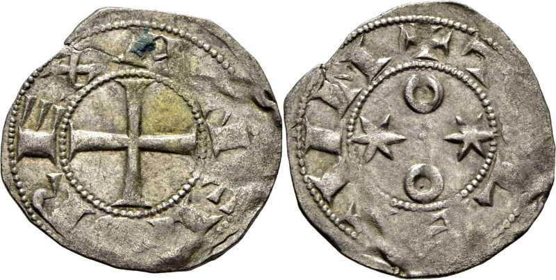 Alfonso VI (1073-1109). Dinero. Vellón. Cruz patada y anillos y estrellas afront...
