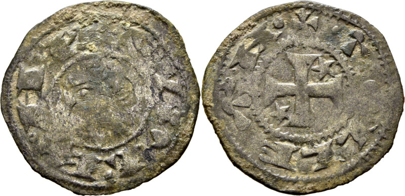 Alfonso I de Aragón (1109-1126). Dinero. Vellón. Busto y cruz patada. Toledo. Le...