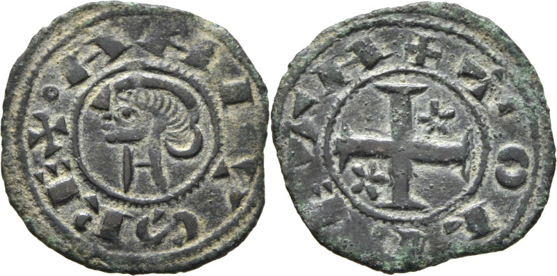 Alfonso I de Aragón (1109-1126). Dinero. Vellón. Busto y cruz patada. Toledo. Le...