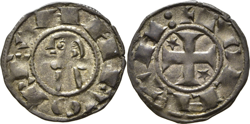 Alfonso I de Aragón (1109-1126). Dinero. Vellón. Toledo. Leyendas ANFVS REX y +T...