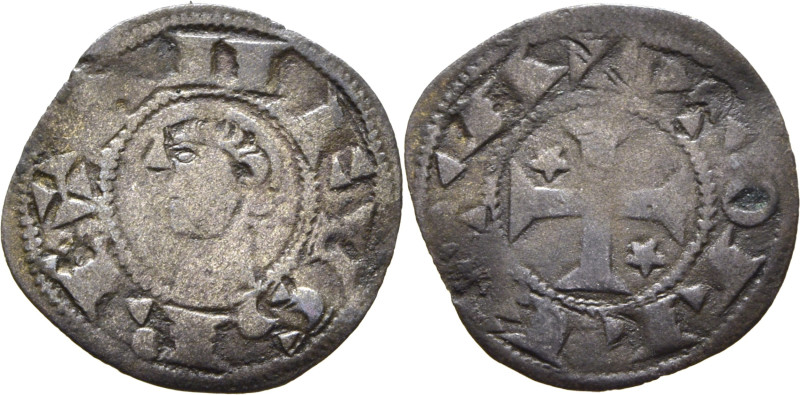 Alfonso I de Aragón (1109-1126). Dinero. Vellón. Toledo. Leyendas ANFVS REX y +T...