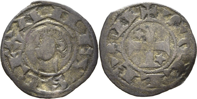 Alfonso I de Aragón (1109-1126). Dinero. Vellón. Toledo. Leyendas ANFVS REX y +T...