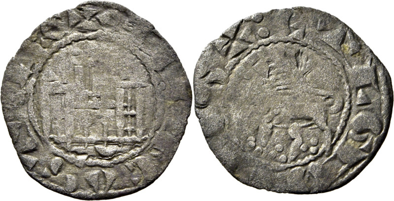 Fernando IV (1295-1312). Pepión. Vellón. Coruña. Leyendas +() ¿F? CASTELLE y +:E...