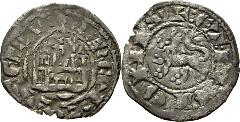 Fernando IV (1295-1312). Pepión. Vellón. Coruña. Leyendas (+)F REX CASTELLE y +:...