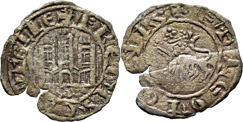Fernando IV (1295-1312). Pepión. Vellón. Sevilla. Castillo y león. Leyendas +F R...
