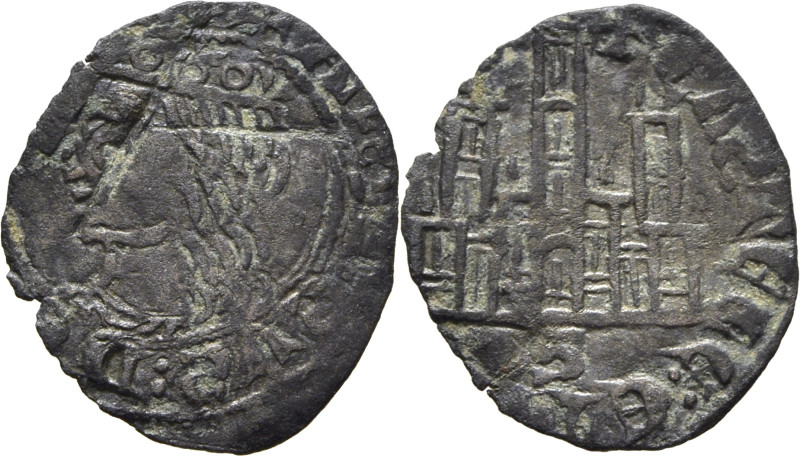Alfonso XI (1312-1350). Cornado. Vellón. Sevilla. Busto y castillo. Anillos en c...