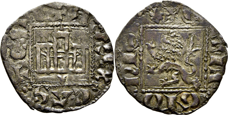 Alfonso XI (1312-1350). Novén. Vellón. Coruña. Castillo y león. Leyenda CAS(vene...