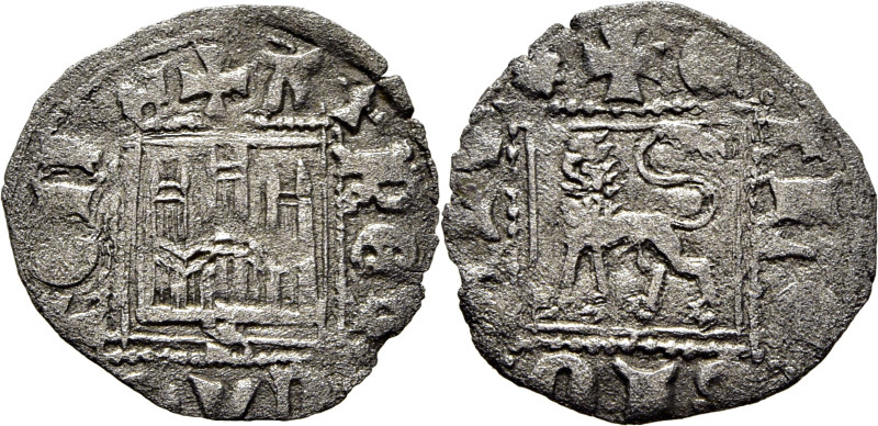 Alfonso XI (1312-1350). Novén. Vellón. Sevilla. Castillo y león pasante, no ramp...