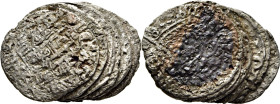Alfonso XI (1312-1350). Cornados en macla. Ocho o nueve piezas. Muy interesante