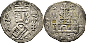 Alfonso VIII (1158-1214). Dinero. Vellón rico. ¿Nájera?. Muy buen ejemplar con llamativo anverso. Muy escasa