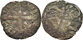 Alfonso IX (1188-1230). Dinero. Vellón. Santiago de Compostela. Escasa