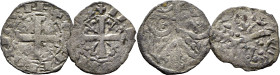 Alfonso IX (1188-1230). Dinero. Vellón. Sin ceca. Santiago de Compostela. Lote de 2