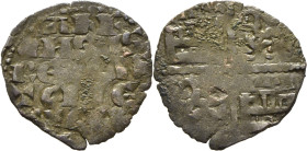 Alfonso X (1252-1284). Dinero blanco de la guerra. Vellón. Flor de Lis. Tono. Rara