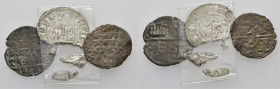 Alfonso X (1252-1284). Dinero blanco de la guerra. Vellón. Cruz griega… Pepión. Murcia... Lote de 3