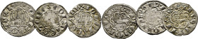 Alfonso X (1252-1284). Dinero novén. Vellón. Burgos. MBC/MBC+ o algo mejor. Buen grupo. Lote de 3