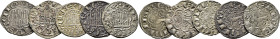 Alfonso X (1252-1284). Dinero novén. Vellón. Burgos. MBC/MBC+ y MBC+. Buen grupo. Lote de 5