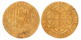 Nieuw gouden schild (met leeuw). Vlaanderen. Lodewijk van Male. Z.j. (1370 - 1380). Zeer Fraai / Prachtig.
Beschadiging op de vz. Vanhoudt G 2612. Fr...